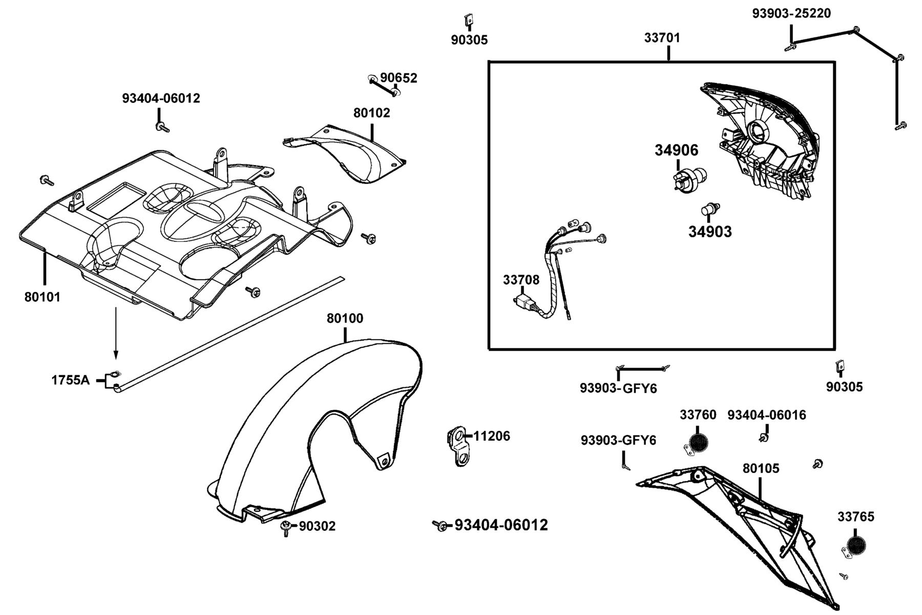 LIKE 50(2013~) Tail Light parts diagram